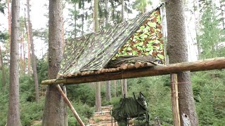 Übernachtung im Bushcraft Hochbett  Hirsche im Odenwald gesehen [upl. by Kifar14]