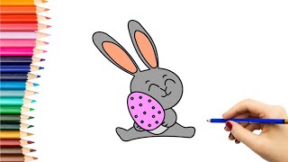 Kaip nupiešti ZUIKĮ SU VELYKINIU MARGUČIU  How to draw a bunny with easter egg [upl. by Ellives]