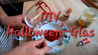 DIY Halloween Glas Deko dekorieren Blut Honig rote Lebensmittelfarbe [upl. by Tillio360]