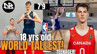 Olivier Rioux 79 ft WORLD TALLEST TEENAGER 18 YRS OLD  NBA DRAFT [upl. by Catherine675]