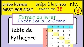 LLG Terminaleprépa à la MPSI ex38  Louis Le Grand Les sommes Les tables de Pythagore [upl. by Naneek524]