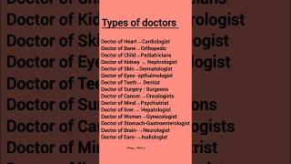 Types of doctors ytshorts shorts [upl. by Anilek]