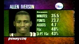 Allen Iverson 24pts vs Damon Stoudamire the Raptors 9697 NBA AI Rookie year [upl. by Nats]