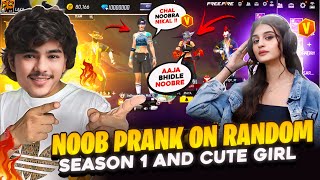 Noob Prank on Random cute girl amp Golden season 1 Player Gone Wrong😱 They Kick me  Garena free fire [upl. by Euqinotna]