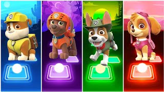 Paw Patrol Family  Rocky 🔴 Tracker 🔴 Ryder 🔴 Skye  Paw Patrol Tiles Hop EDM Rush  Who Is Best [upl. by Canter]