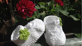 Escarpínes de bebe con correa en crochet  Instrucción zapatitos de BerlinCrochet  Parte4 Adorno [upl. by Barthel375]