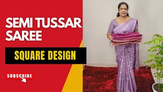 Semi Tussar Sarees  F700  Beautigul Square Thread Designs  8 Colors  Intricate Design [upl. by Alfons747]