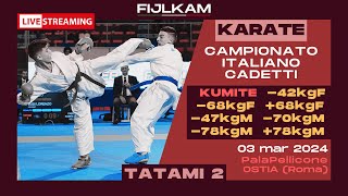 KARATE  Campionato Italiano Cadetti 2024  Day3 Kumite  Tatami2 [upl. by Iharas583]