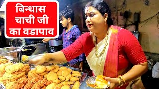 Famous Chachi ka Vada Pav in Hyderabad  बिन्धास Aunty Selling Super Fast Vadapav amp Dabeli on Street [upl. by Yelsew300]