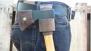 How to make a belt loopholster for a hand axe [upl. by Atikam]