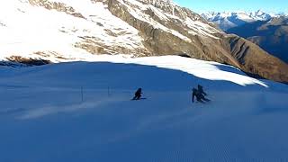 Ski instructors skiing on empty slopes in SaasFee [upl. by Golightly]