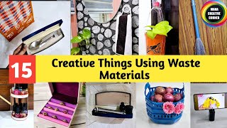 15 Waste Material craft ideas for daily use  15 Creative Things using Waste Materials [upl. by Ledua]