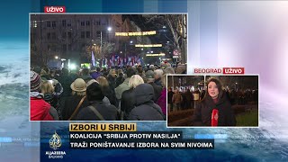 Stotine u Beogradu sedmu noć protestuju protiv izbornih prevara [upl. by Yesac]