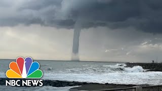 Watch Huge Waterspout Appears Off The Italian Coast Near Rome [upl. by Abroms]