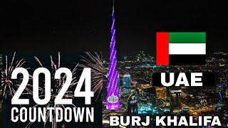 UAE Burj Khalifa 2024 New year Countdown Live  Dubai  GST Time Zone [upl. by Zeralda]