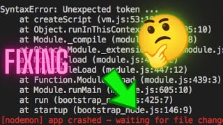 nodemon app crashed  waiting for file changes before starting 2024 new [upl. by Oiziruam]