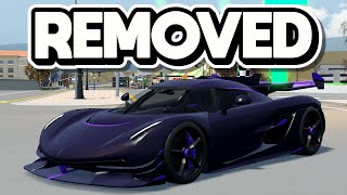 Driving Empire REMOVED KOENIGSEGG  Koenigsegg has been REMOVED and is GONE [upl. by Essirehs]