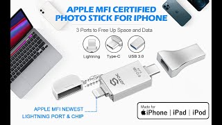 Apple MFi Certified iPhonePhotoStick 3 in 1 USB30 iOSFlashDrive PhotoStickforiPhone [upl. by Barbey]