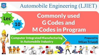 L 10 Commonly used G Codes and M Codes I Computer Integrated Manufacturing in AI I Automobile [upl. by Allwein409]