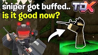 Sniper got BUFFED Is it good now  Roblox Tower Defense X [upl. by Nortyad118]