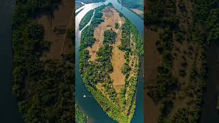 Island 🏝️ Khargejoog Karwar travel explorenmore drone dronephotography karwar river mountains [upl. by Aihtnys]