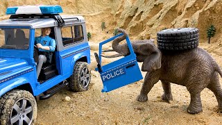 Adventures with Rescue Police Car and Excavator Tractor  Fun Toy Stories for Kids  BIBO TOYS [upl. by Corissa]