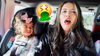 Getting CARSICK AND THROWING UP  Family Road Trip [upl. by Anam]