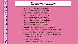 Spanish Demonstratives  Spanish Vocabulary [upl. by Henriha411]