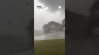 Tornado Debris Fills the Air in Clarksville Tennessee [upl. by Hareehahs]