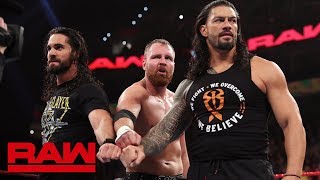 Roman Reigns Seth Rollins and Dean Ambrose reunite as The Shield Raw March 4 2019 [upl. by Ainat389]