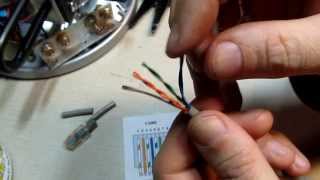 124 How to install an RJ45 connector on a CAT5 Ethernet network Patch Cable  DIY Repair [upl. by Kcirre]