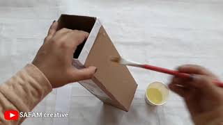 How to make flower vase  cardboard flower vase making tutorial  flower vase  SAFAM creative [upl. by Ahsienauq]