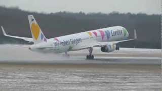 Condor Boeing 757300 DABON quot50th Anniversaryquot take off at Hamburg Airport [upl. by Georgeta]