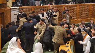 BJP MLAs marshalled out amid ruckus in JampK assembly [upl. by Afrikah685]