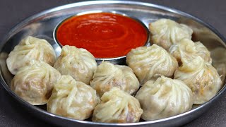 Momos Recipe😋 സോഫ്റ്റ് മോമോസും ചുമന്ന ചട്നിയും Steamed Dim Sum Momos Chutney Chicken Recipe [upl. by Ecinerev]