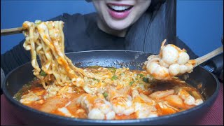 CHEESY SPICY NOODLES STEW TYPE WITH PORK AND MUSHROOMS ASMR EATING SOUNDS NO TALKING  SASASMR [upl. by Cohbert424]