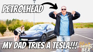 My PETROLHEAD Dad Tries A TESLA   Electric Car First Impressions Drive amp Charging PROBLEMS [upl. by Miltie]