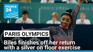 Simone Biles finishes off her return to the Olympics with a silver on floor exercise • FRANCE 24 [upl. by Giardap]