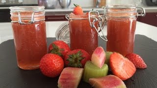 Confiture de Fraise Rhubarbe Rapide et Délicieuse  Le Carré Gourmand [upl. by Stefanac]