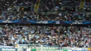 Málaga CF vs AC Milan  Himno de la Champions en La Rosaleda [upl. by Sirtimid]