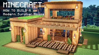 Minecraft How To Build a Modern Survival House [upl. by Cida262]