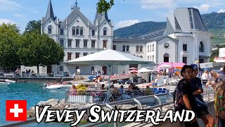 Walking and Driving in Vevey beautiful City in Switzerlandtravel holiday [upl. by Allerym]