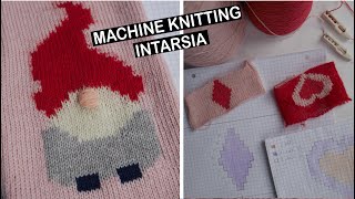 Knitting Intarsia  planing designs reading charts and knitting with the intarsia carriage [upl. by Huxley90]