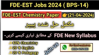 FDEEST Chemistry Past paper solved21042024FDEEST New test pattern [upl. by Aehta]