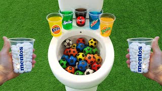 Football VS Popular Sodas  Coca Cola Mtn Dew Fanta Yedigün Sprite and Mentos in the toilet [upl. by Aziar]