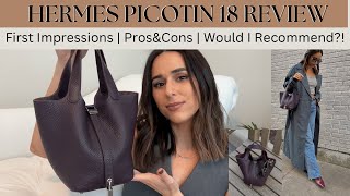 HERMES PICOTIN 18 PM FIRST IMPRESSIONS  REVIEW  HOW TO BUY  CLEMENCE  PALLADIUM  HANDBAG [upl. by Pik]