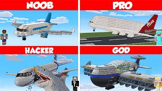 Minecraft AIRPLANE HOUSE BUILD CHALLENGE  NOOB vs PRO vs HACKER vs GOD  Animation [upl. by Leif]