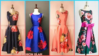 Womens Spring Autumn Hepburn Retro Pastel Flower Silk Midi Taffeta Party DressMezzo Silk Dress [upl. by Nywnorb]