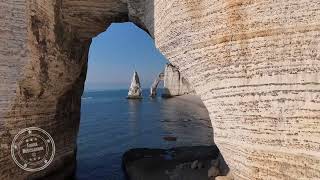 Falaises dEtretat Passage sous la Manneporte  Drone 4K  FRANCE [upl. by Callista431]