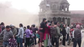 Inside the big Earthquake in Kathmandu Nepal Patan Durbar Square 25042015 [upl. by Adnilym]